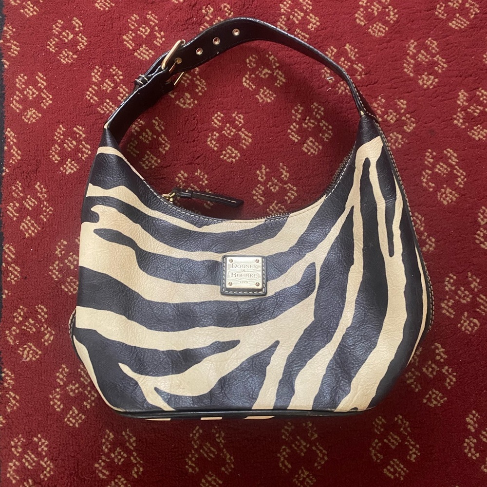 Dooney & Bourke Black & Cream Zebra-Print Hobo Bag